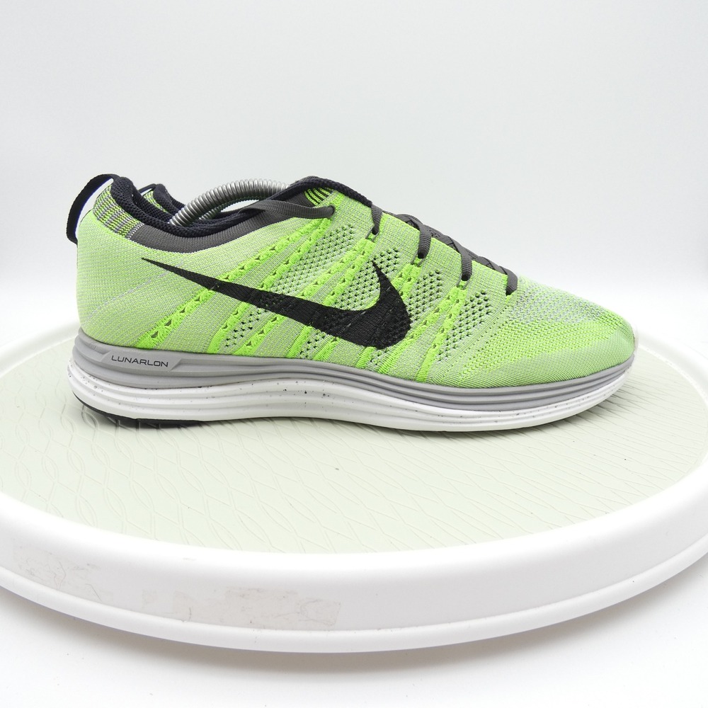 Nike Flyknit Lunar1+ Electric Green Black Running Shoes 554887-300 Mens 11.5 - Picture 3 of 10